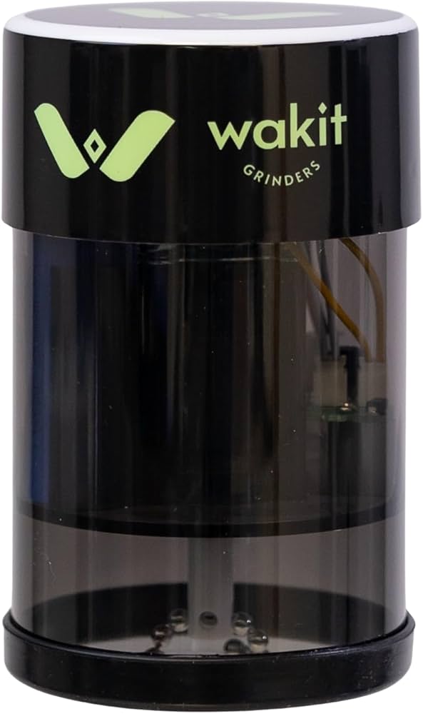 Wakit herb grinder with electronic spinning mechanism for herbs and spices.