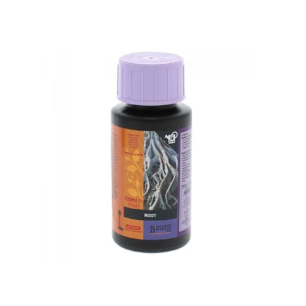 Herbal root supplement in black bottle with purple cap, ideal for health support.