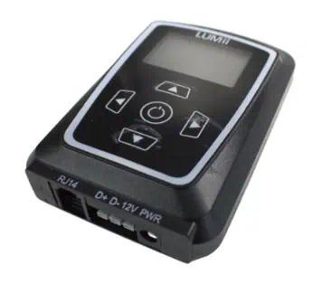 Electronic device with digital display and control buttons for precise operation.
