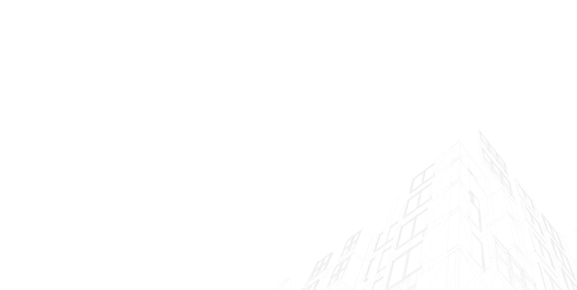 Abstract architectural sketch with light lines on a white background.