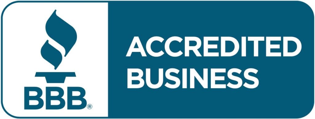 BBB Accredited Business logo, blue and white.