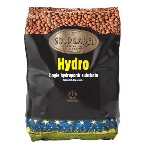 Hydro single hydroponic substrate with expanded clay pebbles for optimal plant growth.