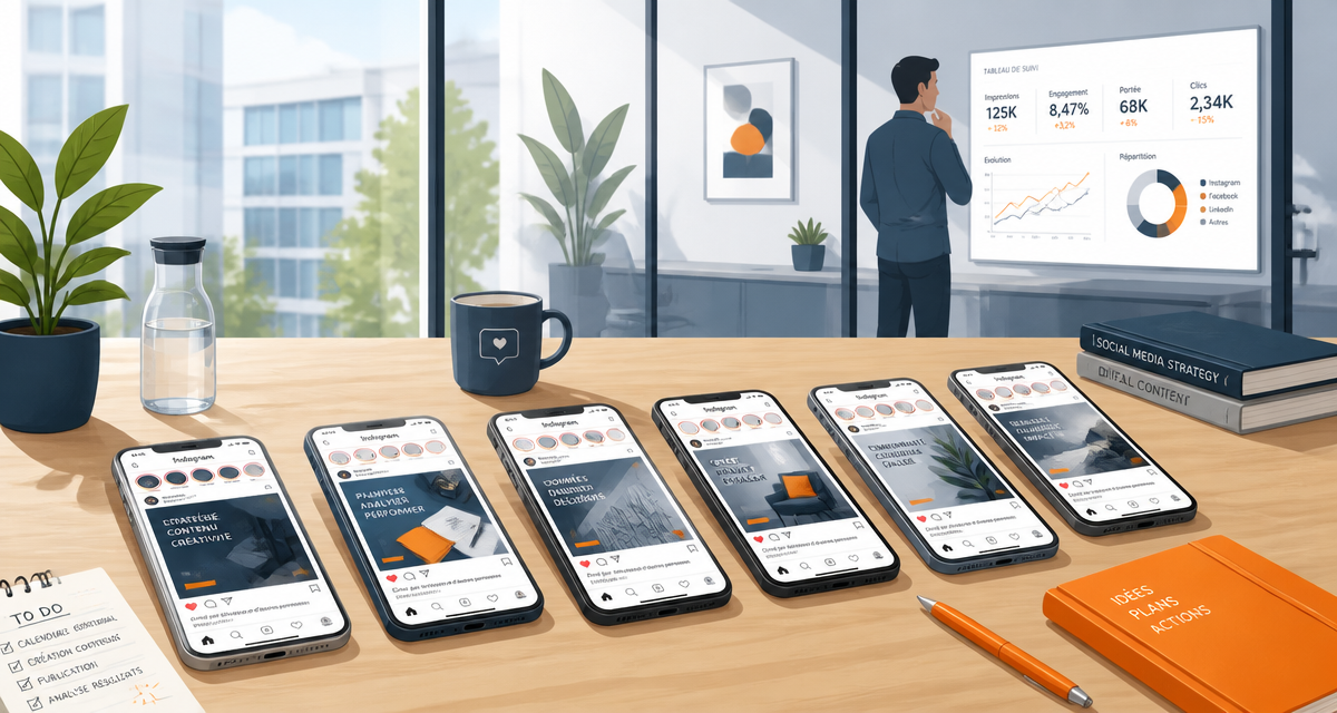 Agence micro influenceur smartphones Instagram en bureau