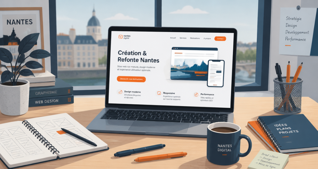 creation et refonte site web nantes, maquette sur ecran