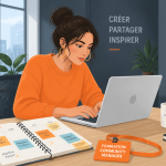 formation a distance community manager femme ordinateur badge