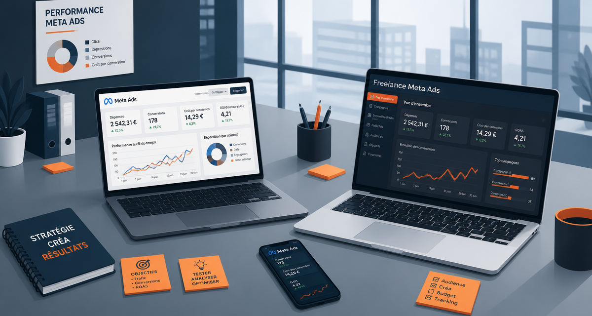 freelance meta ads tableau de bord graphiques
