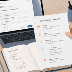 post linkedin exemple sur bureau avec feuille structurée