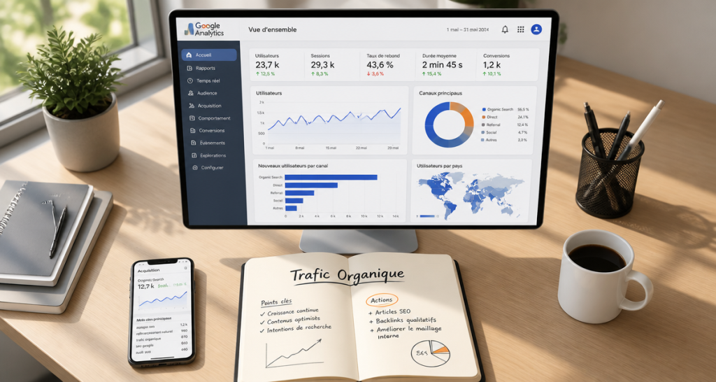 trafic organique def sur écran Google Analytics