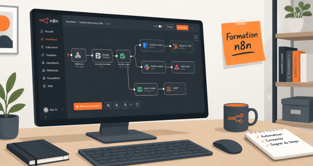 formation n8n écran workflow automatisation