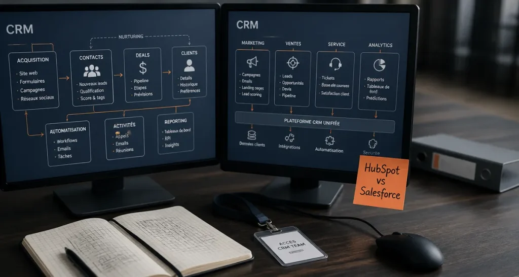 hubspot vs salesforce : coûts cachés CRM sur bureau