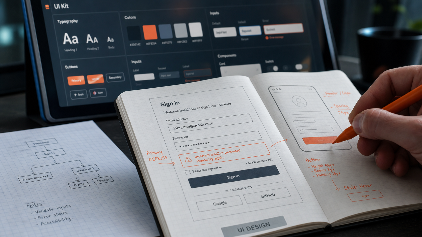 Interface design definition : UI design, maquette et formulaire