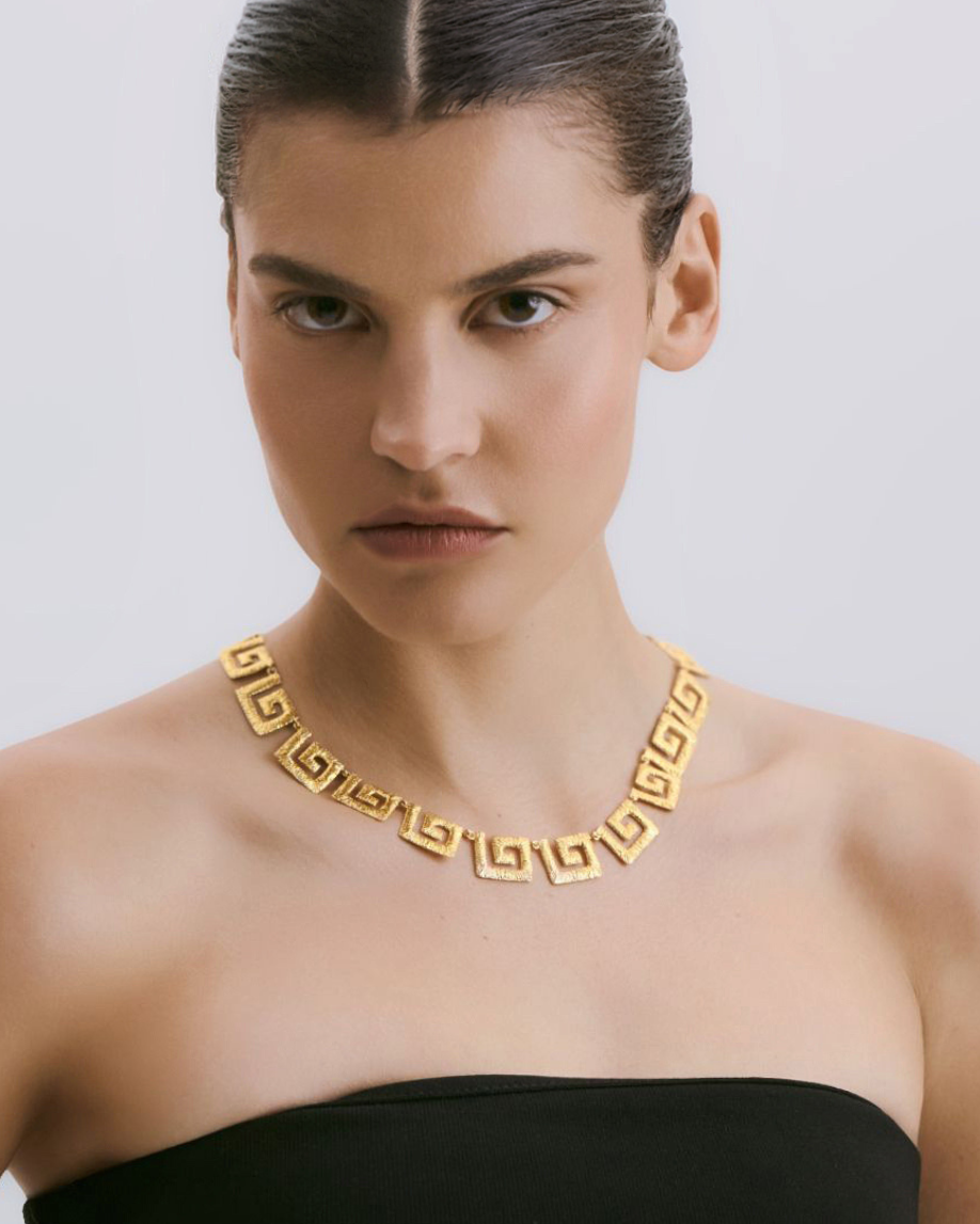 meandrosnecklace3 copia Meander - Greek Key Gold-Plated Necklace - Image 1