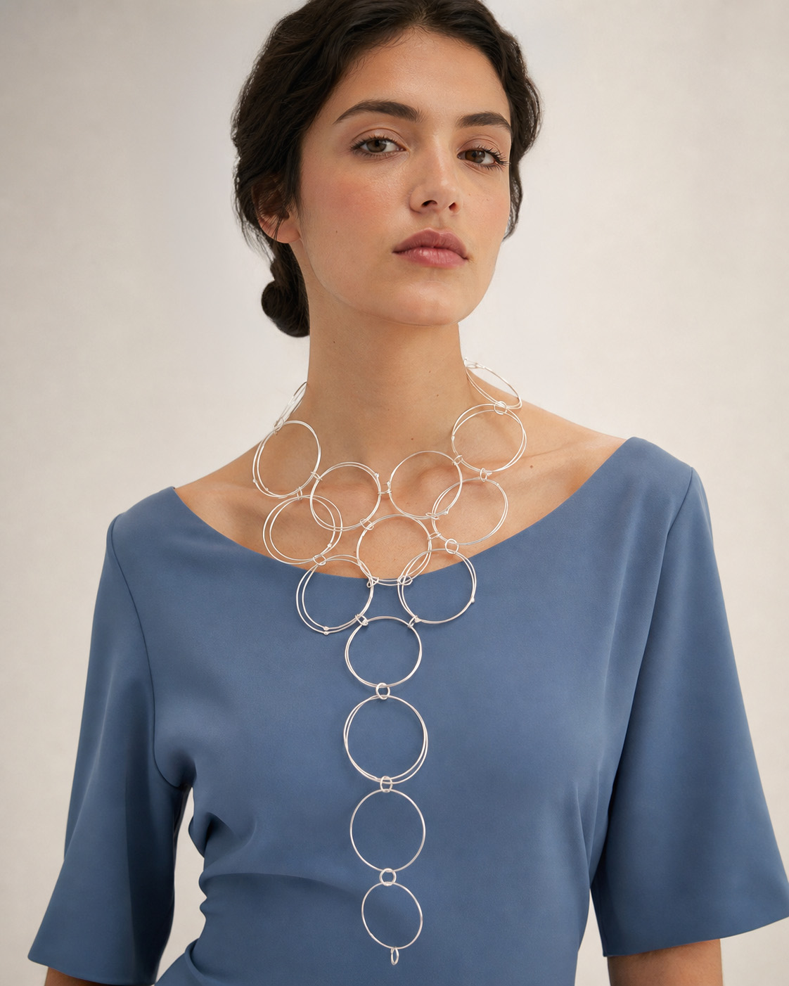 Kiklos - Silver-Plated Circular Statement Necklace - Image 1