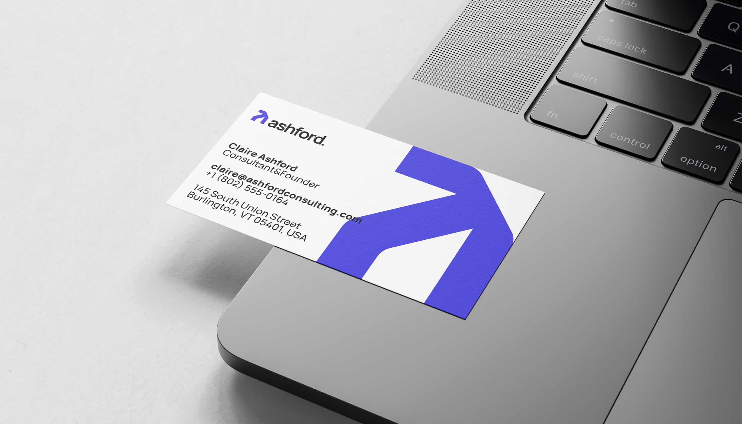 ashford-consultant-business-card-design Business card design for Ashford consultant branding, showcasing modern visual identity and contact information