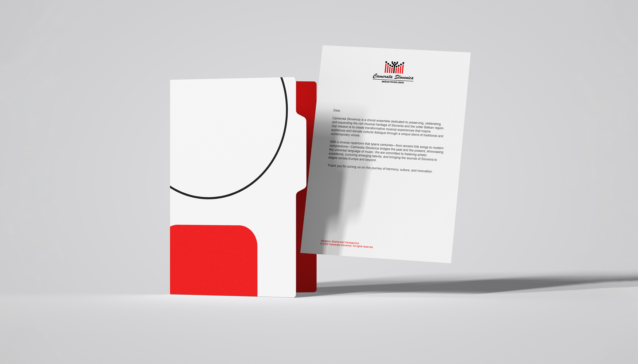 Letterhead and Presentation Folder – Camerata Slovenica music branding