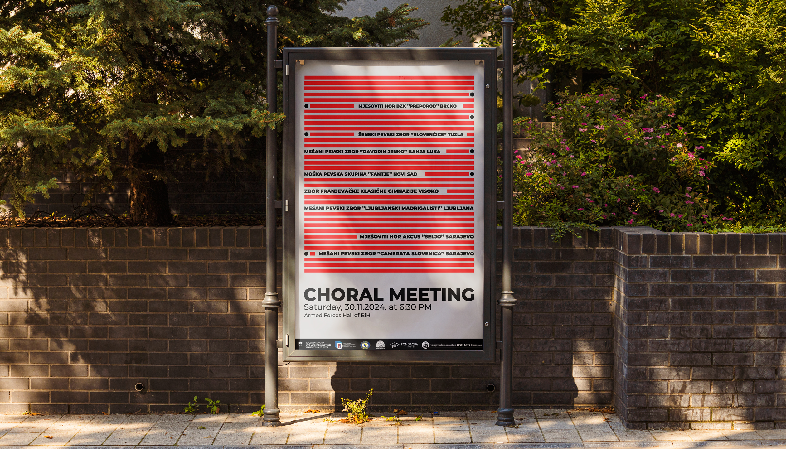 Outdoor Poster – Choral Meeting 2024 Outdoor poster promoting Camerata Slovenica choral meeting with modern visual identity.