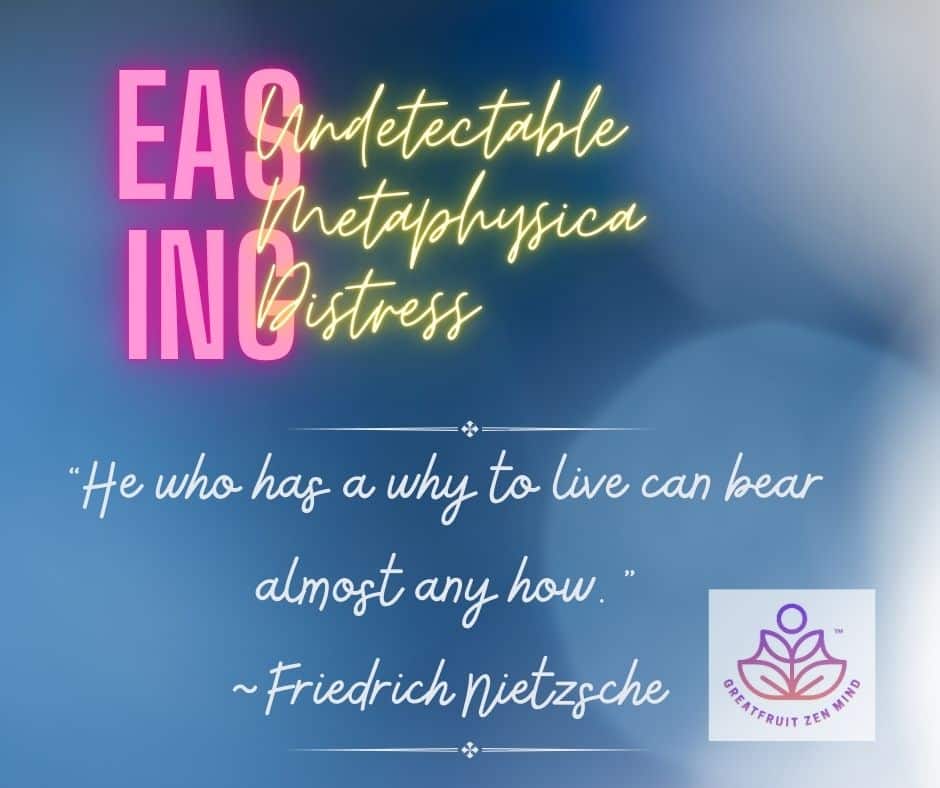Easing undetectable metaphysical distress. He who has a why to live can bear almost any how. Friedrich Nietzsche