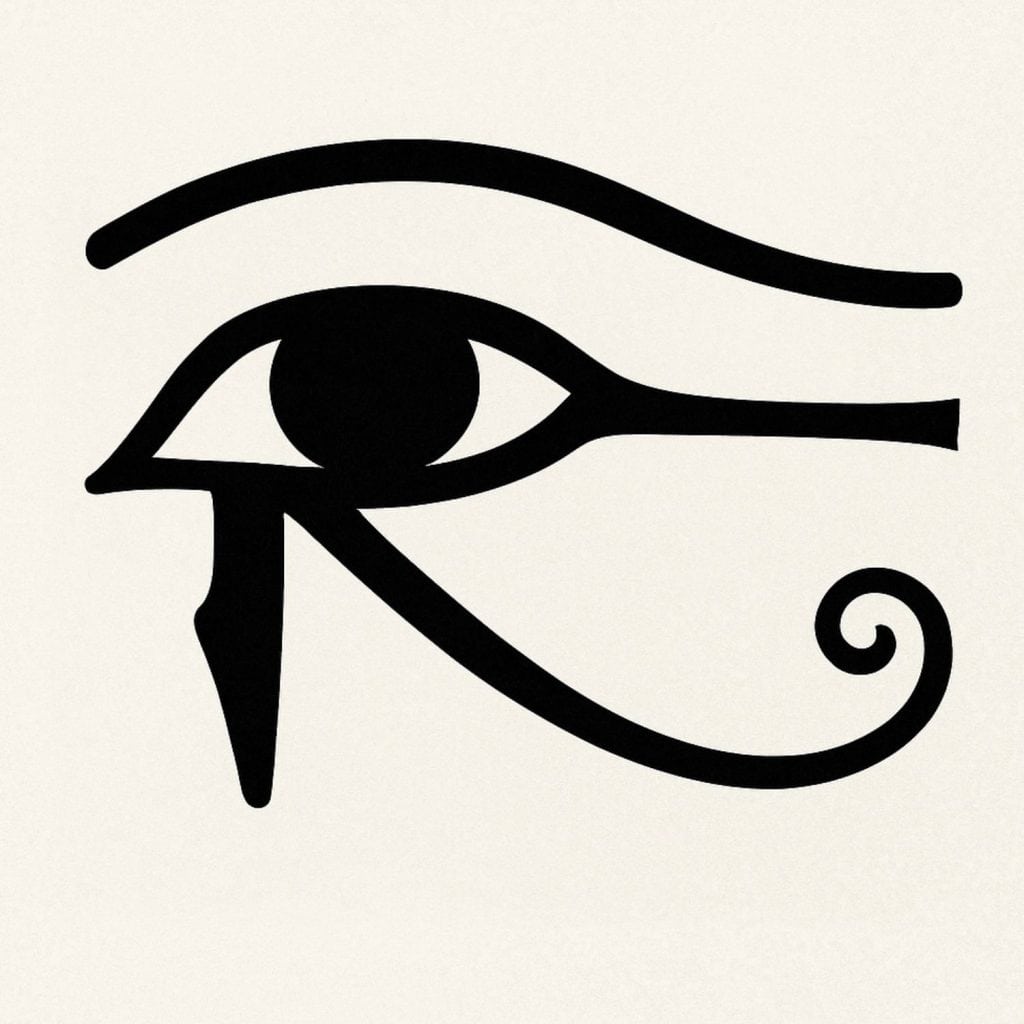 A minimalistic rendering of the hieroglyph of the Eye of Horus.