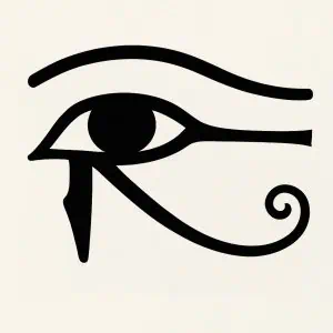 A minimalistic rendering of the hieroglyph of the Eye of Horus.