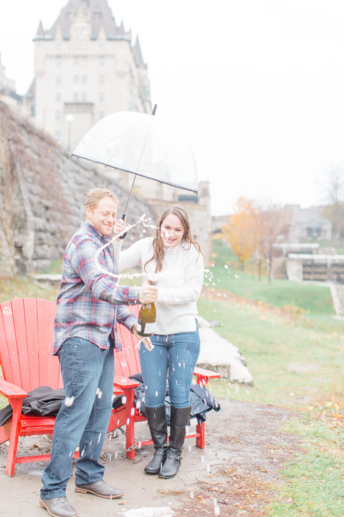 Chateau Laurier Rainy Fall Engagement Session Grey Loft Studio Downtown Ottawa 2019