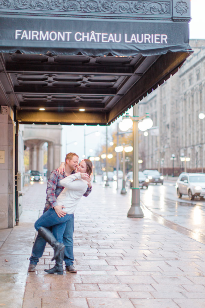 Chateau Laurier Rainy Fall Engagement Session Grey Loft Studio Downtown Ottawa 2019