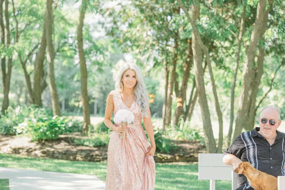 Bridesmaids Rose Gold Blush Sequinned Dress - Stonefields Estate-  Bright and Airy -  Natural Wedding Posing - Ideas for what to wear for Blush Wedding Photography, Modern Wedding Blush &. Navy Wardrobe inspiration- Unsure of what to wear for your wedding, we've got you! Romantic white with greenery, blush and navy theme. Grey Loft Studio is Stonefields Wedding and Engagement Photographer for Real couples, showcasing photos that are modern, bright, and fun.
