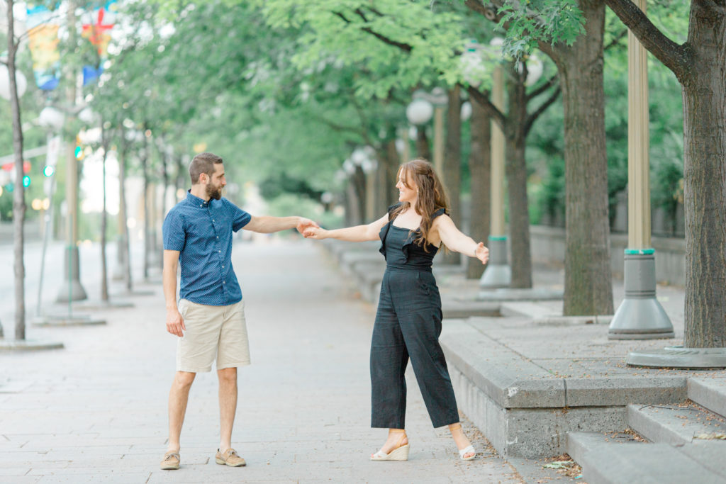 Christine Mitch Downtow Engagement Session Grey Loft Studio 2020
