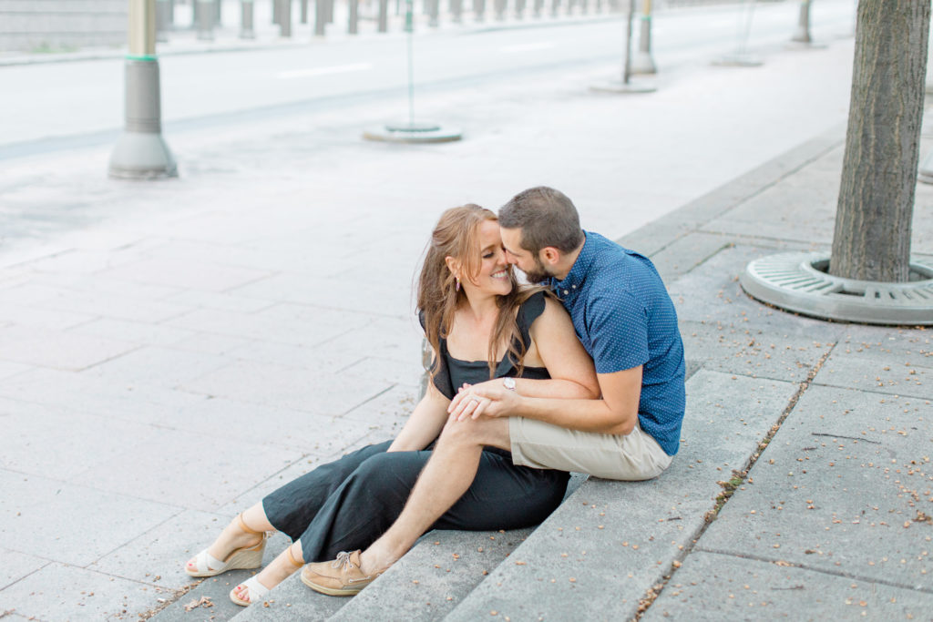 Christine Mitch Downtow Engagement Session Grey Loft Studio 2020