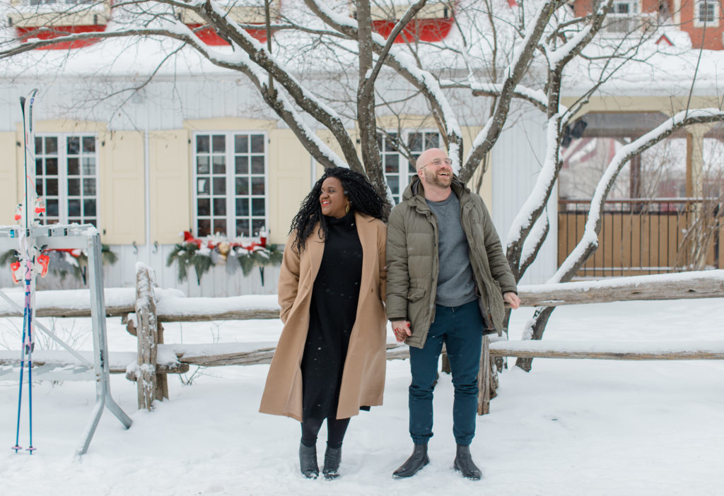 Tremblant Winter Mountainside Engagement Session Grey Loft Studio Tremblant Village 11