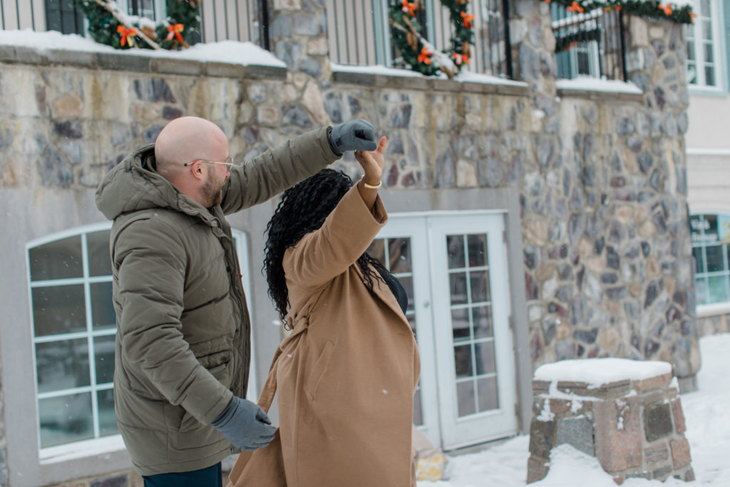 Tremblant Winter Mountainside Engagement Session Grey Loft Studio Tremblant Village 33