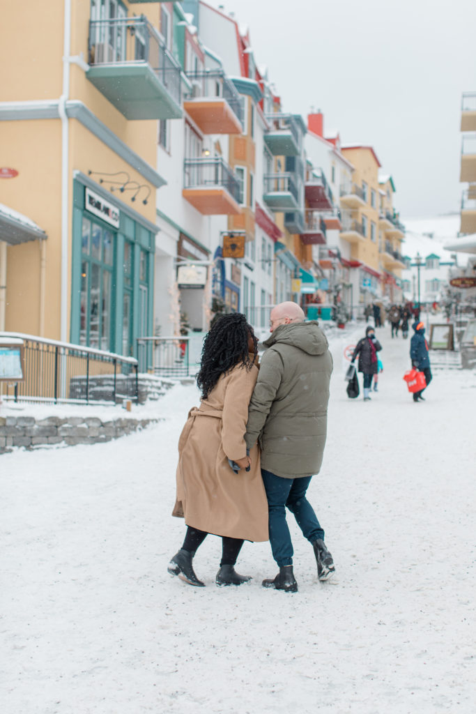 Tremblant Winter Mountainside Engagement Session Grey Loft Studio Tremblant Village 45