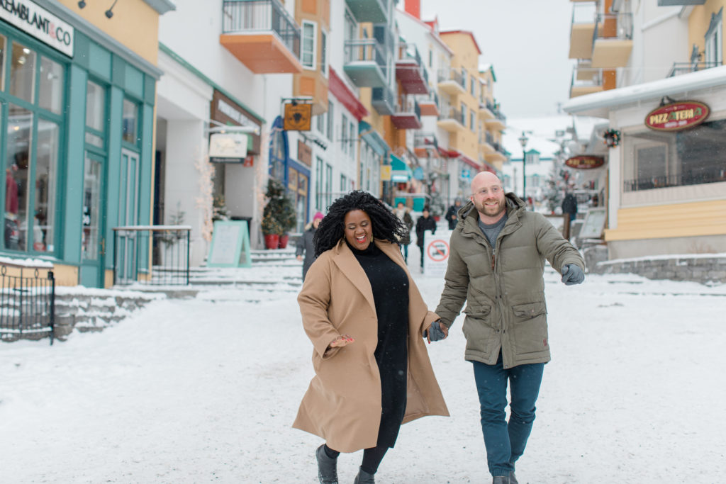 Tremblant Winter Mountainside Engagement Session Grey Loft Studio Tremblant Village 60