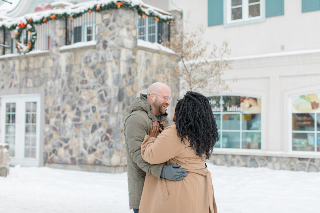 Tremblant Winter Mountainside Engagement Session Grey Loft Studio Tremblant Village 8