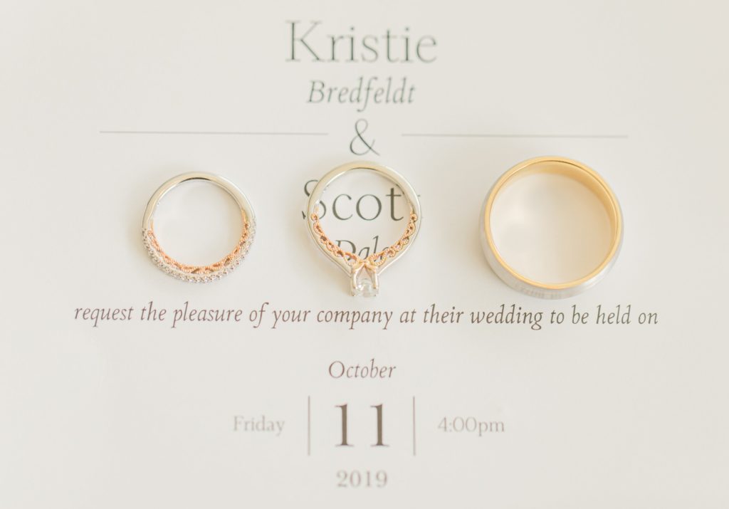 Bride & Groom's three rings. October 11th. Bride & Groom Preparation for Wedding.  Grey Loft Studio - Ottawa Wedding Photographer - Ottawa Wedding Videographer -Lavender and Grey with neutral florals. 