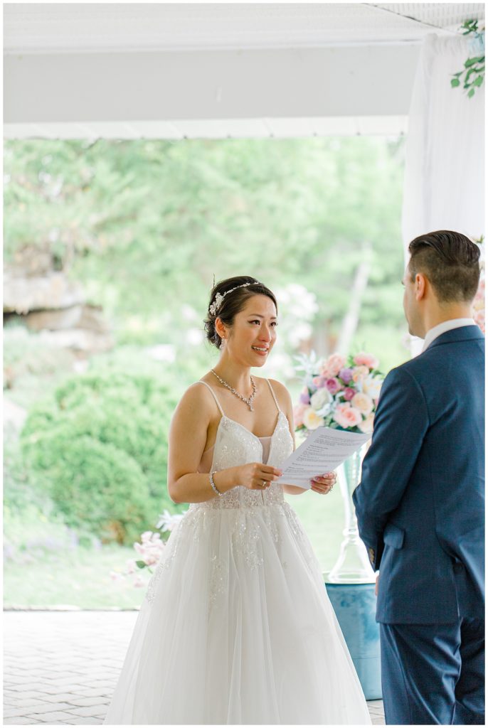 Asian Bride crying during vows - Lisa & Pat - Grey Loft Studio - Wedding Photo & Video Team - Light and Airy - Ottawa Wedding Photographer & Videographer Orchard View Weddings 
