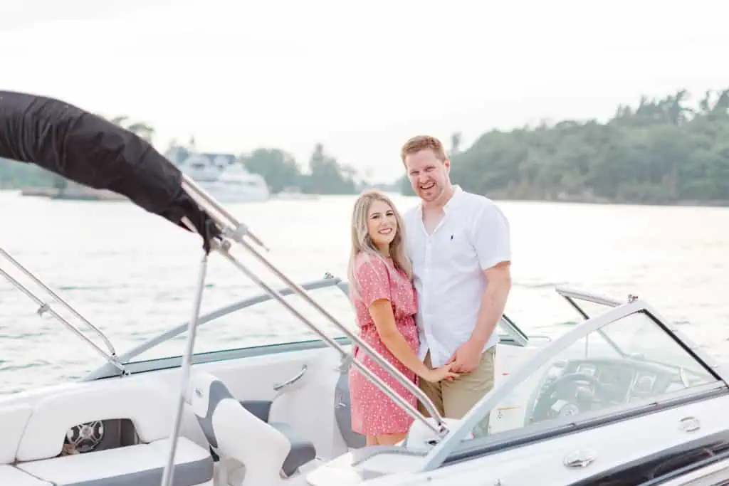 Stephanie Alan Gananoque Engagement Boat Photos Grey Loft Studio 2021