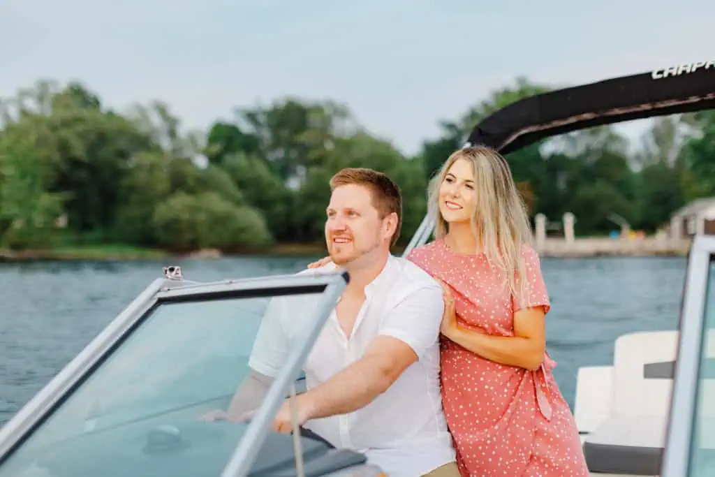 Stephanie Alan Gananoque Engagement Boat Photos Grey Loft Studio 2021