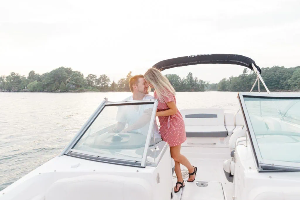 Stephanie Alan Gananoque Engagement Boat Photos Grey Loft Studio 2021