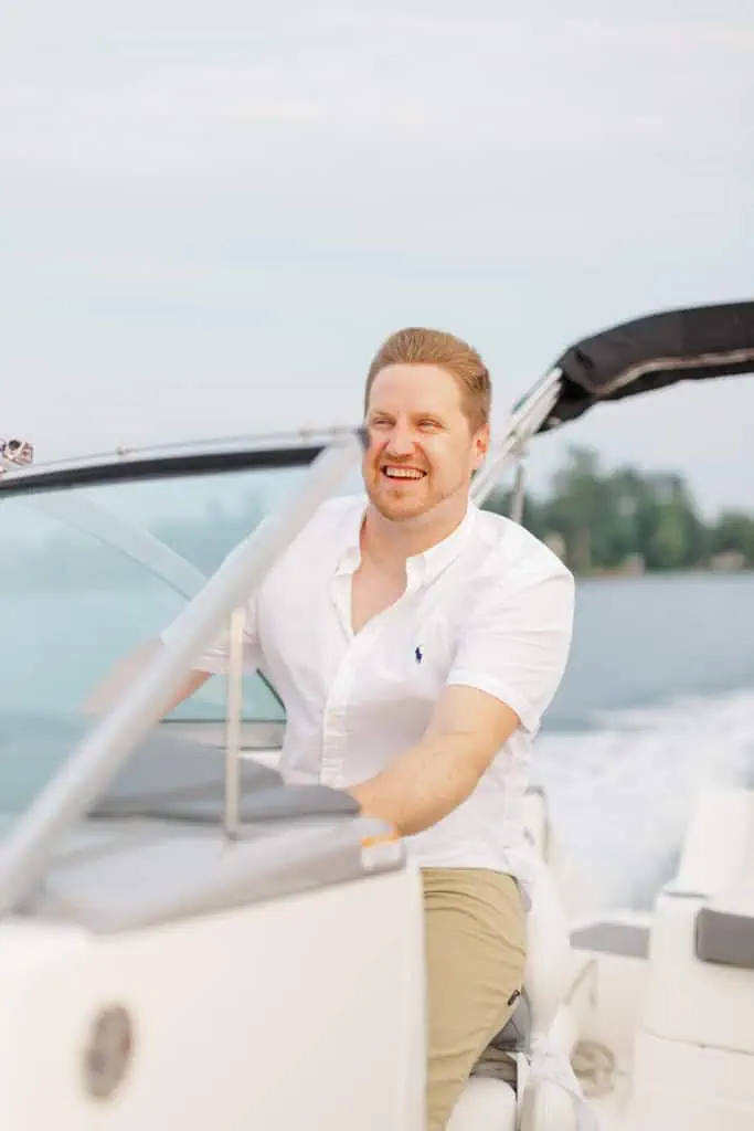 Stephanie Alan Gananoque Engagement Boat Photos Grey Loft Studio 2021