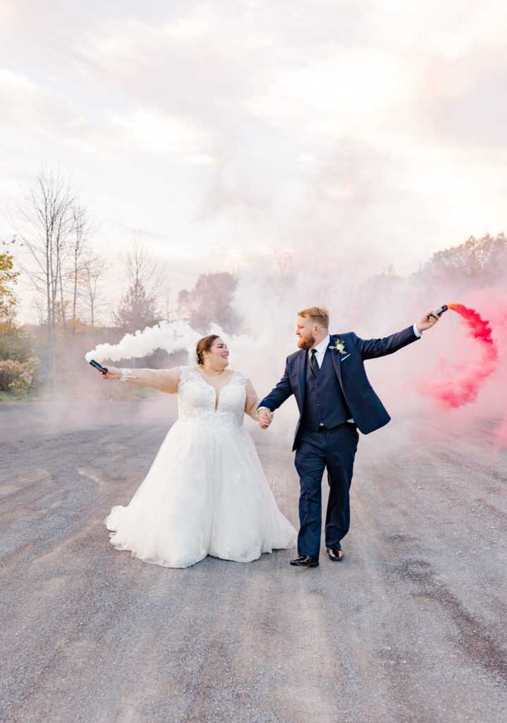 Shawnna Josh Stonefields Smoke Bomb Wedding Grey Loft Studio 2021