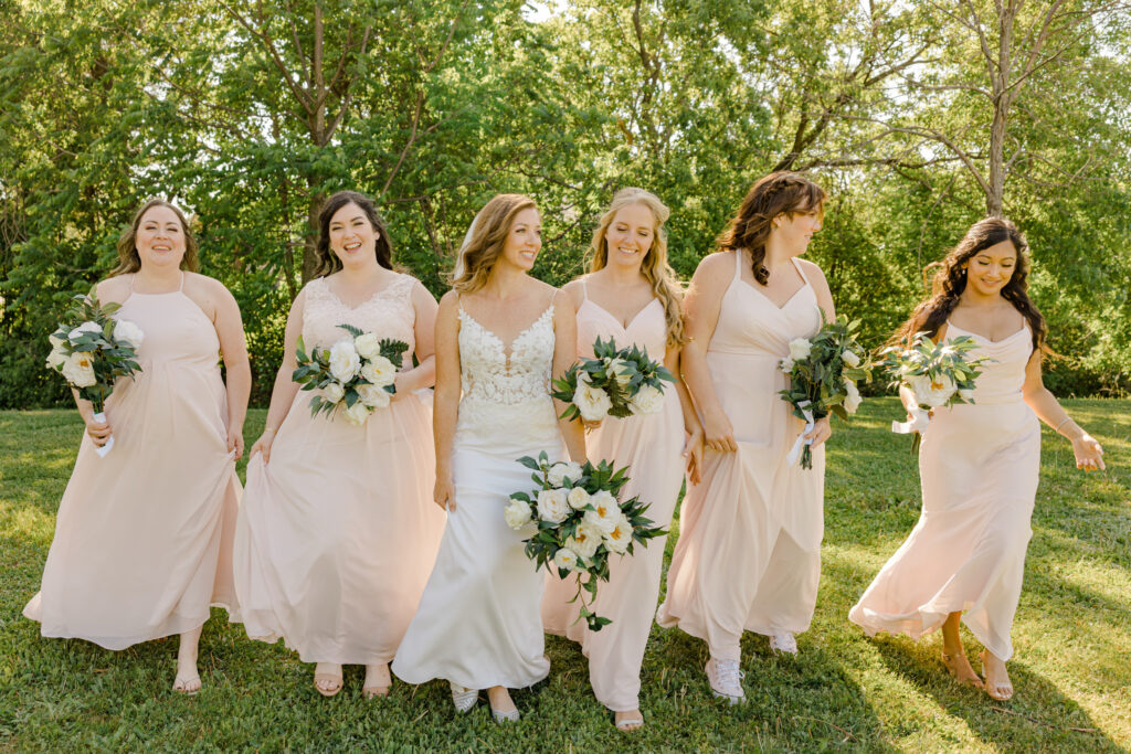 beautiful bride and bridesmaid poses