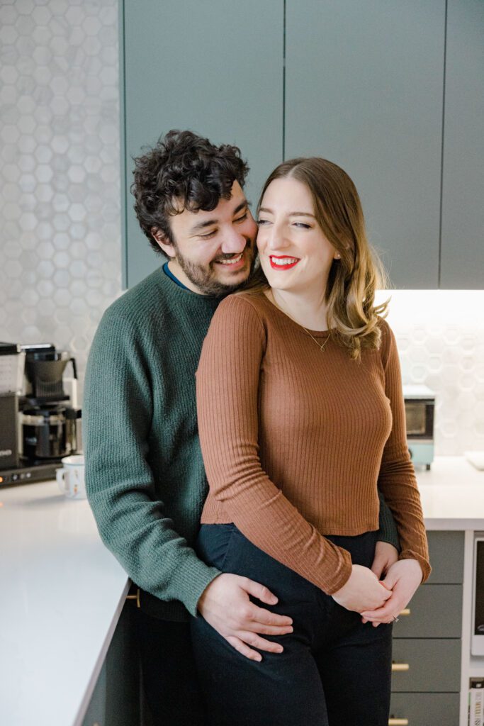 Alexandra Colin Alta Vista Indoor Engagement Session Grey Loft Studio 2023
