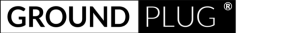 GroundPlug® Easy Mounting SystemTM Logo. The GroundPlug® logo. The word "GROUND" is in bold, black letters on a white rectangular background on the left. The word "PLUG" is in white, outlined letters on a black rectangular background on the right. A registered trademark symbol (®) is in the upper right corner of the black rectangle.