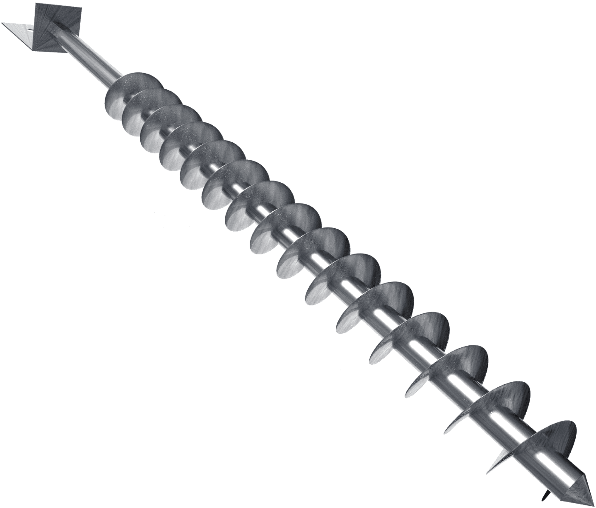 An angled GroundPlug® Twister<sup>TM</sup> Screw Pile Foundation