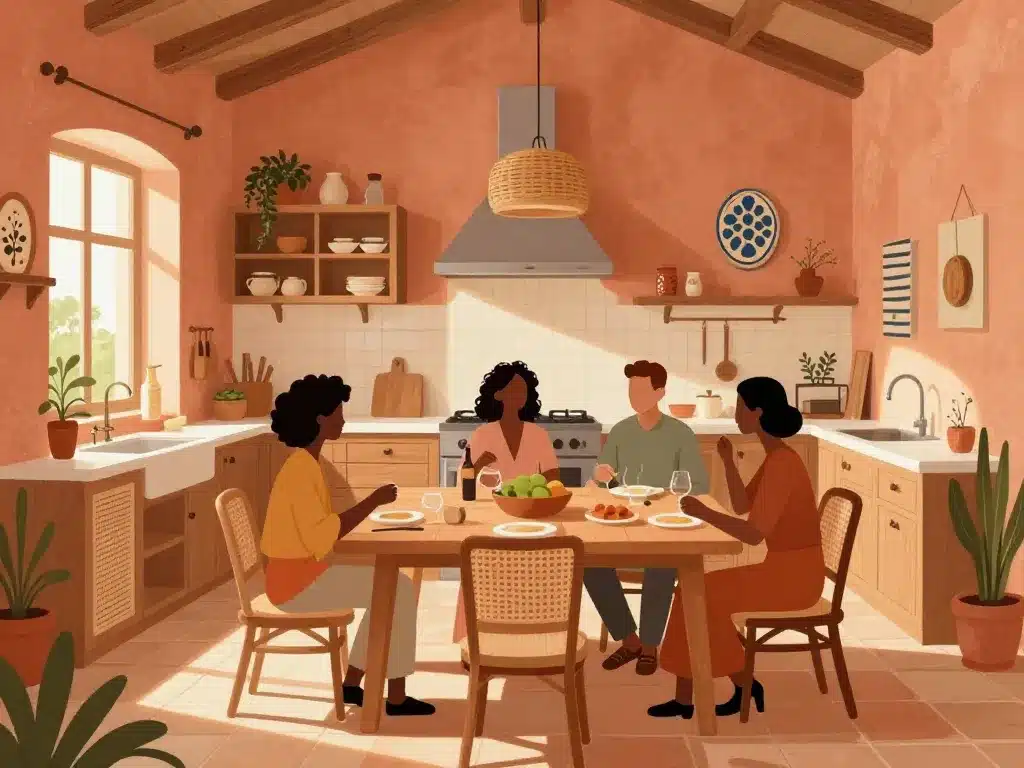 couleur mur cuisine tendance 2024 terracotta conviviale table