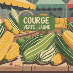 diversité courge verte et jaune sur étal automne