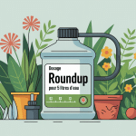 illustration dosage roundup pour 5 litres d'eau pulvérisateur gradué