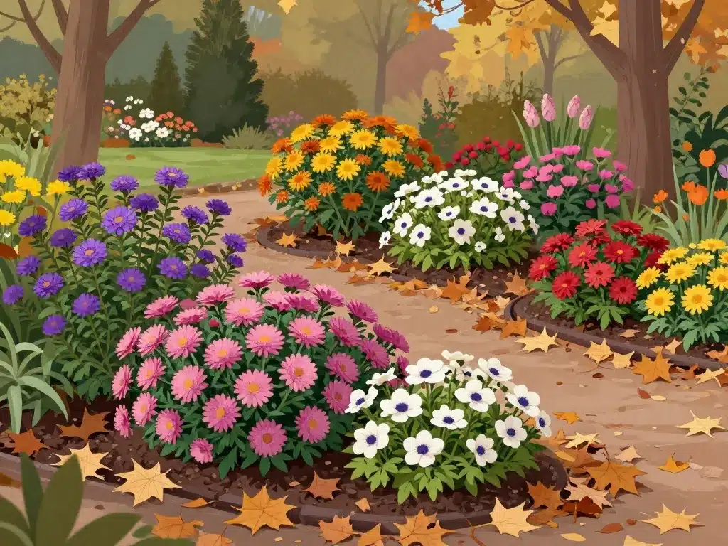 Fleurs en novembre vivaces et arbustes dans un jardin facile