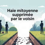 mon voisin a enlevé la haie mitoyenne illustration vectorielle jardins voisins