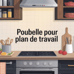 poubelle pour plan de travail encastrée dans cuisine moderne ordonnée